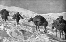 'La campagne d'hiver en Orient; Le ravitaillement dans la neige des postes francais et..., 1917. Creator: Unknown.