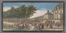View of the Cour de la Fontaine of the Palais de Fontainebleau, 1700-1799. Creators: Anon, Jacques Rigaud.