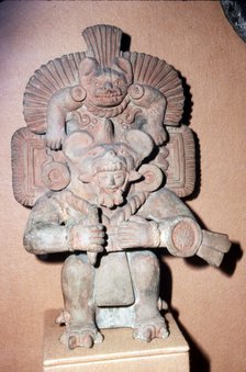 Pottery. Bat-God: pottery with red paint. Zapotec culture, Mexico, 300-900 AD. (A branch of Aztec cu Artist: Unknown.