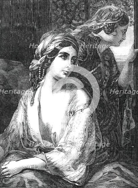 Exhibition of the British Institution - No. 2., "Medora" - painted by W. Fisher, 1850. Creator: Smith & Cheltnam.