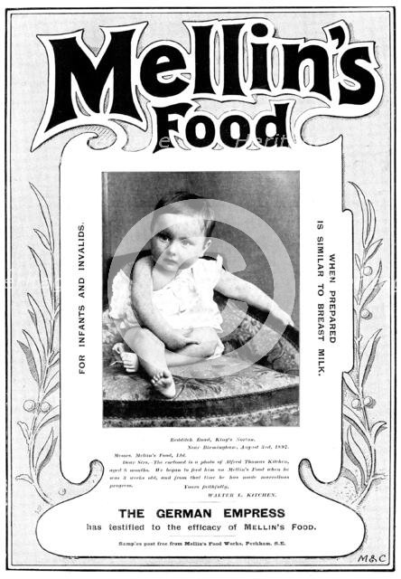 Advertisement for Mellin's Food for Infants & Invalids, 1898. Creator: Unknown.