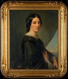 A lady (Parthenope Nightingale?) with the bay of Naples in the background. Creator: L. Rocco.