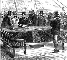Dr. Livingstone's remains: the coffin on the deck of the Queen, 1874. Creator: Unknown.