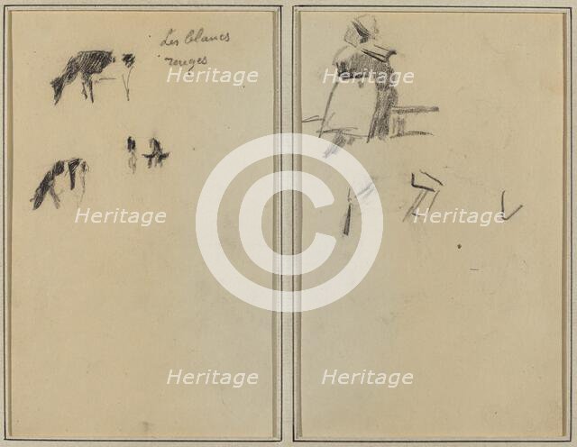 Two Cows; A Seated Breton Woman [verso], 1884-1888. Creator: Paul Gauguin.