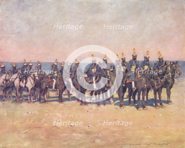 'Armoured Horsemen of Kishengarh', 1903. Artist: Mortimer L Menpes.