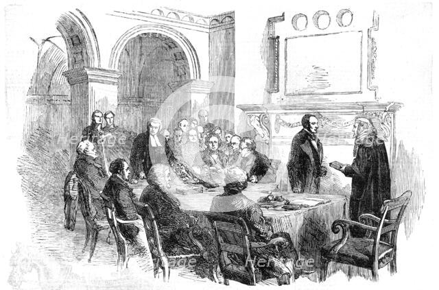 "Trial of the Pyx", at the Office of the Comptroller-General of the Exchequer, Whitehall, 1854. Creator: Unknown.