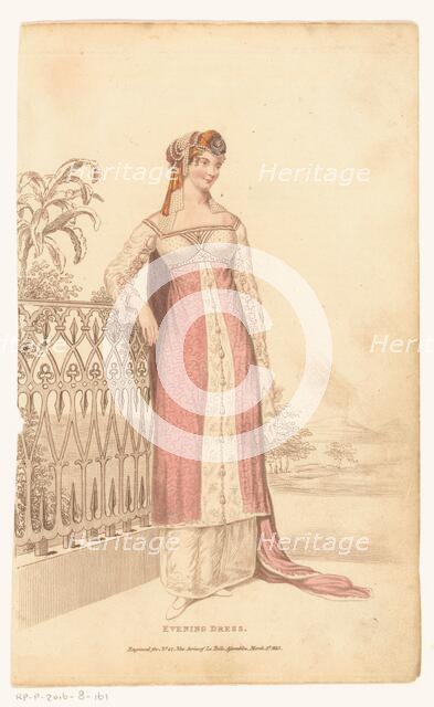La Belle Assemblee, March 1 1813, No. 42 (New Series): Evening Dress, 1813. Creator: Anon.