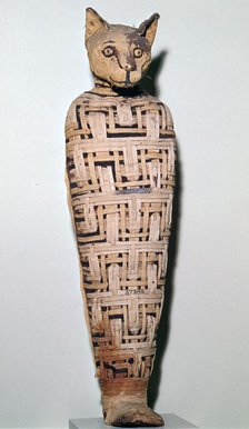 Mummy of a cat, Abydos, Upper Egypt Roman Period, perhaps 1st century. Artist: Unknown