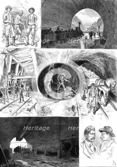 Sketches in the St. Gothard Tunnel, 1880. Creator: Charles Baude.