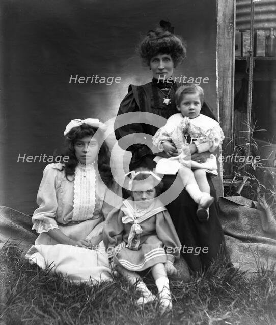 Lady & children - unknown, c1900s. Creator: Robert Augustus Henry L'Estrange.
