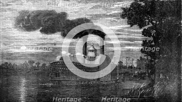 The Nebraska and Kansas Territory: Steamer passing Baton Rouge, Nebraska, 1856.  Creator: Unknown.