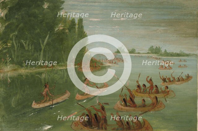 Canoe Race Near Sault Ste. Marie, 1836-1837. Creator: George Catlin.