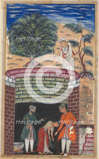 Page from Tales of a Parrot (Tuti-nama): Seventh night: The daughter of the king..., c. 1560. Creator: Unknown.