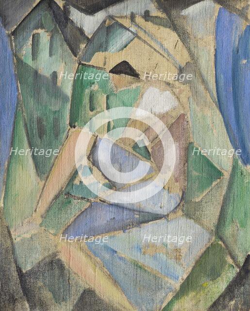 Cubist figure with houses, 1913-1914. Creator: Stenner, Hermann (1891-1914).