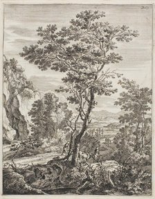 The Large Tree, from Upright Italian Landscapes, 1638/52. Creator: Jan Dirksz Both.