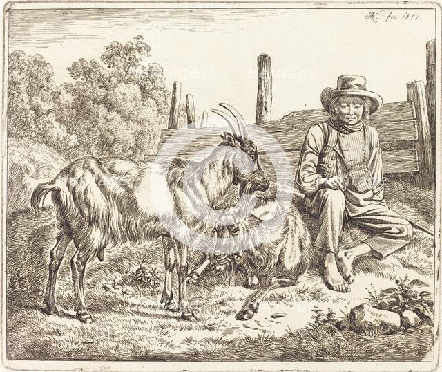 Shepherd Boy with Two Goats, 1817. Creator: Johann Adam Klein.
