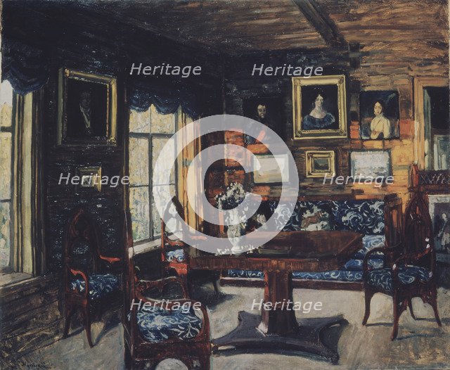 The Drawing room in the Manor house Rozhdestveno. Artist: Zhukovsky, Stanislav Yulianovich (1873-1944)