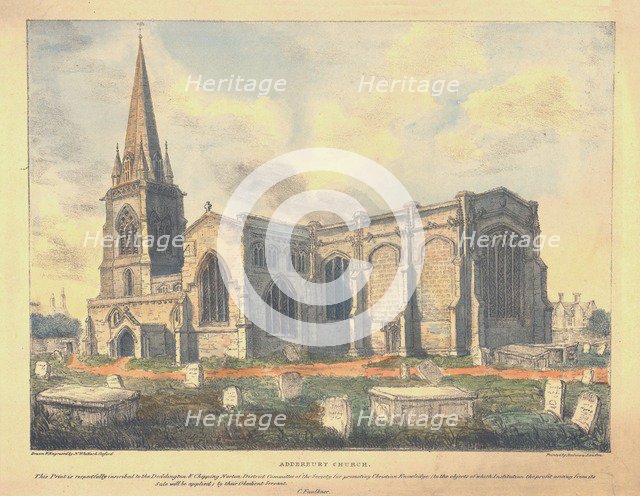 'Adderbury Church', c1830. Creator: Nathaniel Whittock.