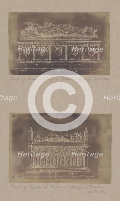 Tomb of Simon de Langham, Tomb of Aymer de Valence, 1839. Creator: Unknown.