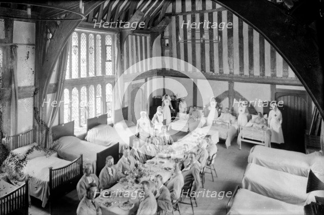 Soldiers and nurses at Great Dixter, Northiam, East Sussex, WWI, 1916. Artist: Nathaniel Lloyd