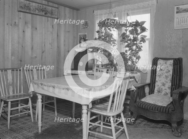 Interior of Evenson new one-room cabin, Priest River Valley, Bonner County, Idaho, 1939. Creator: Dorothea Lange.