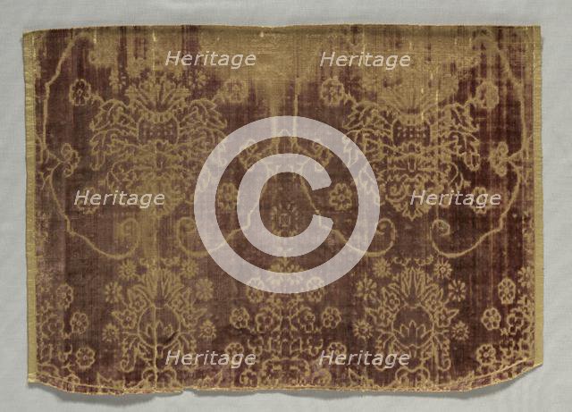 Velvet Fragment, 1400s. Creator: Unknown.