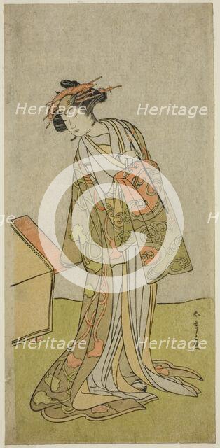 The Actor Iwai Hanshiro IV as the courtesan Agemaki in the play "Sukeroku Yukari no..., c. 1776. Creator: Shunsho.