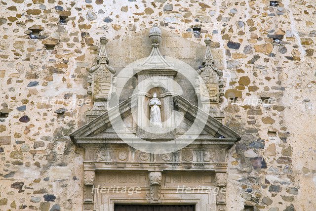 The pediment over the doorway of the Convent of Saint Clare, Caceres, Spain, 2007. Artist: Samuel Magal