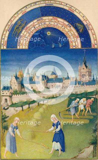 June - the palace and the Sainte-Chapelle, 15th century, (1939). Creators: Hermann Limbourg, Jean Limbourg, Paul Limbourg, Jean Colombe.