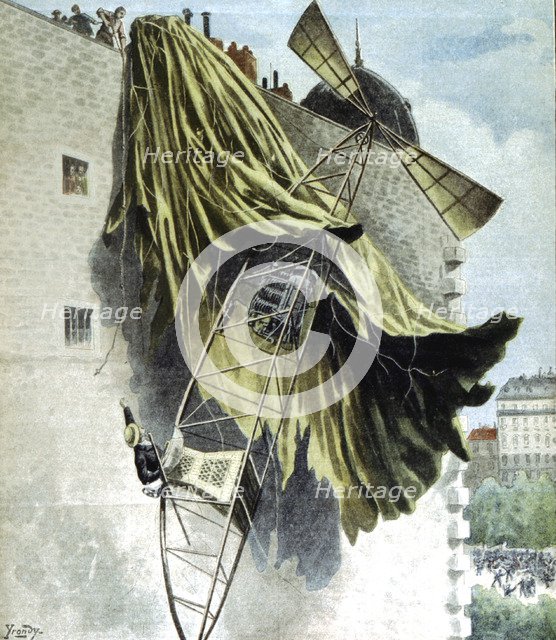 Alberto Santos-Dumont (1873-1932) Brazilian aeronaut, unsuccessful attempt at the Deutsch Prize. Artist: Unknown