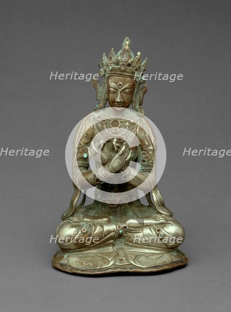 Vajradhara Buddha Seated Holding a Thunderbolt (Vajra) and Bell (Ghanta), 15th century. Creator: Unknown.