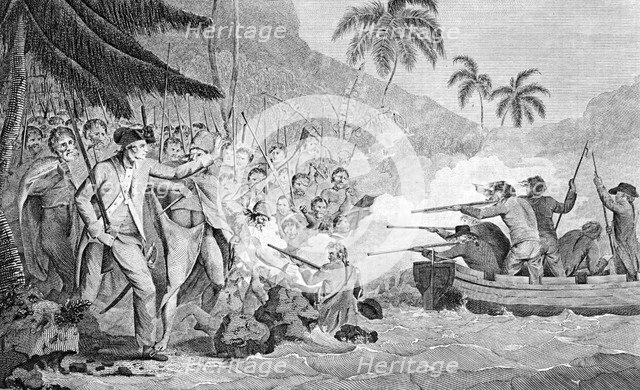 The Death of Captain James Cook on February 14, 1779, 1784. Artist: Anonymous  