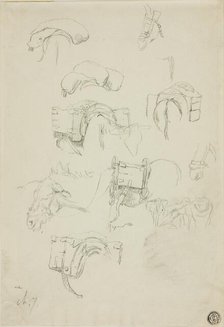 Sheet of Sketches: Details of a Donkey and Accoutrements, n.d. Creator: Charles Emile Jacque.