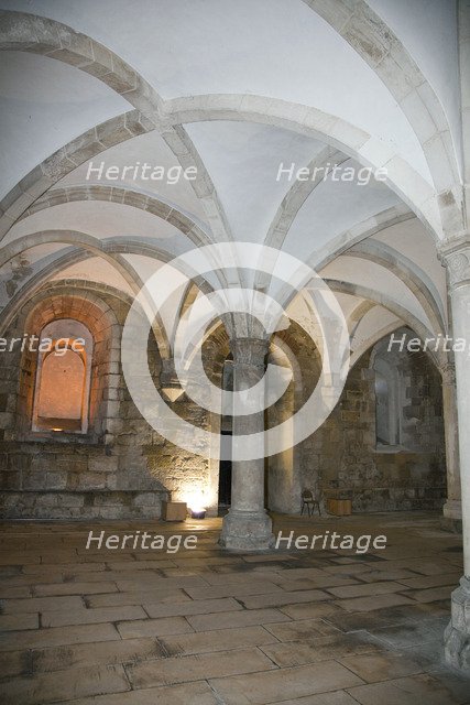 Monks' hall with Gothic vault, Monastery of Alcobaca, Alcobaca, Portugal, 2009.  Artist: Samuel Magal