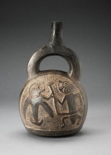 Stirrup Spout Vessel with Relief Depicting a Mythic Hunting Scene, A.D. 1200/1450. Creator: Unknown.