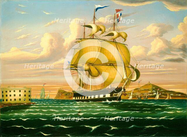 Packet Ship Passing Castle Williams, New York Harbor, mid 19th century. Creator: Thomas Chambers.