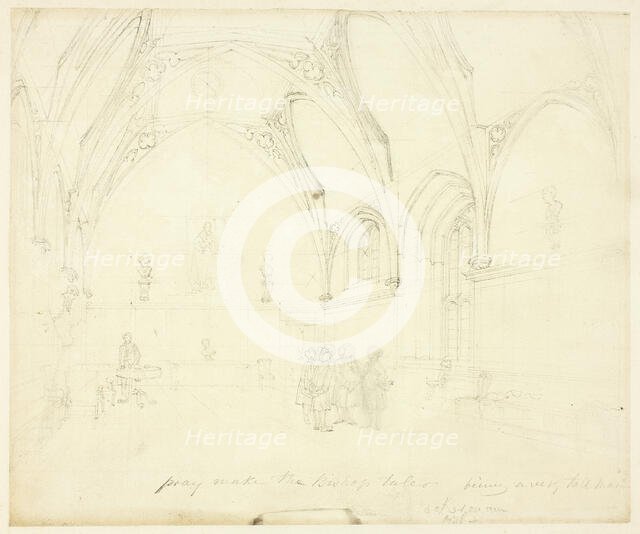Study for Lambeth Palace, from Microcosm of London, c. 1808. Creator: Augustus Charles Pugin.