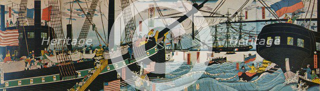 'European Ships in a Japanese Harbour', c1860. Artist: Unknown.