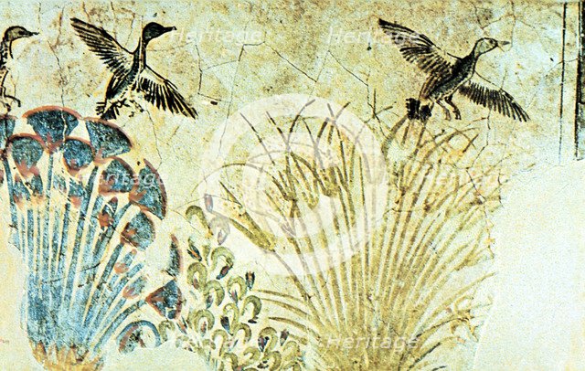 Wall painting from the tomb of Akhenaten, Ancient Egyptian, 18th Dynasty, c1375 BC. Artist: Unknown