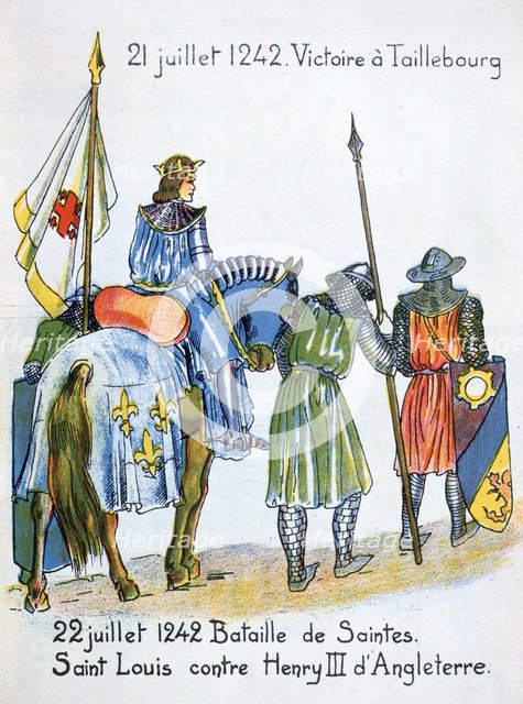 Battles of Taillebourg and Saintes, France, 21 and 22 July 1242, (20th century). Artist: Unknown