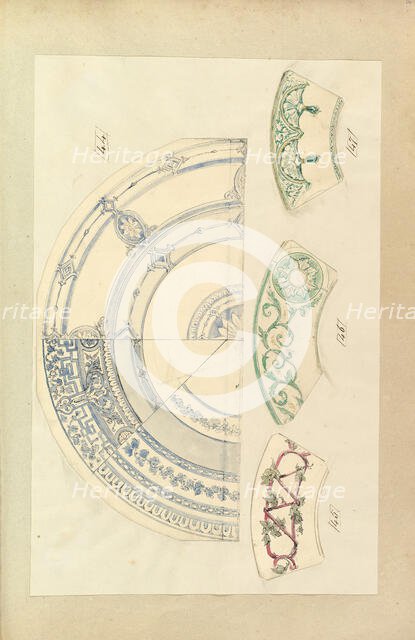 Six Designs for Decorated Plates, 1845-55. Creator: Alfred Crowquill.