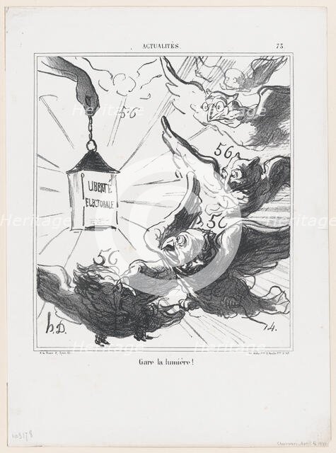 Gare la lumière!, 1870. Creator: Honore Daumier.