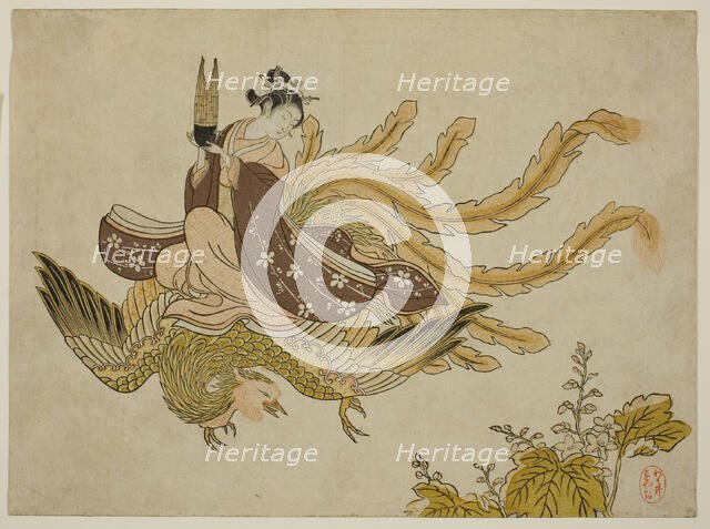 Young Woman Riding a Phoenix, 1765. Creator: Suzuki Harunobu.