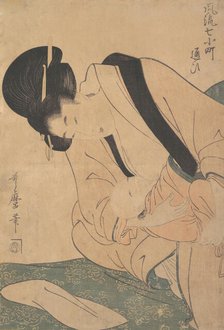 Young Mother Nursing Her Baby, late 18th-early 19th century. Creator: Kitagawa Utamaro.