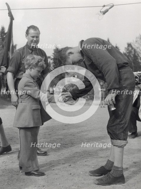 Crown Prince Carl Gustaf of Sweden at a prize-giving ceremony, Stockholm, Sweden, 1953. Artist: Unknown