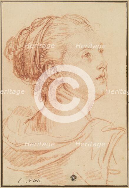 Head of a Woman Looking Back Over Her Shoulder. Creator: Jean-Baptiste Greuze.