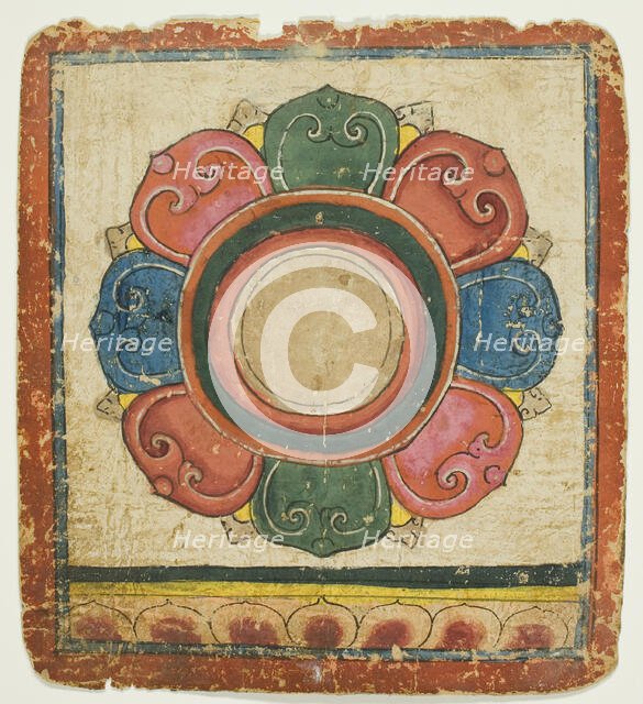 Lotus from a Set of Initiation Cards (Tsakali), 14th/15th century. Creator: Unknown.