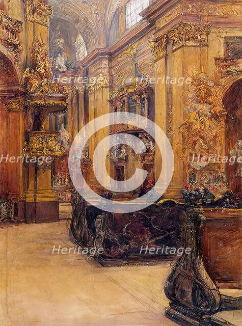 The interior of St. Peter's Church in Vienna, c1900. Creator: Alfred Edler von Pflugl.