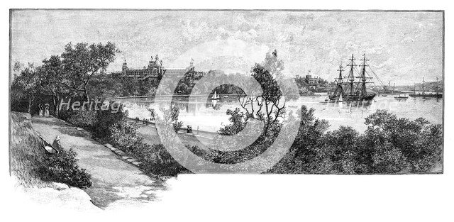 Farm Cove and the Garden Palace, Sydney, Australia, 1882 (1886)Artist: Henry Fullwood