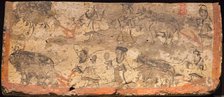 Ox ploughing. From tomb room, 3rd cen. AD. Creator: Chinese Master.